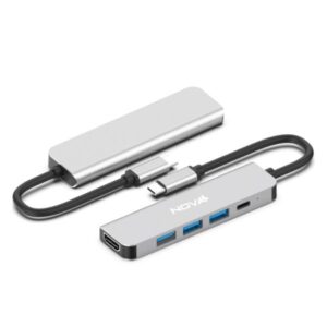 HUB NOVA FAA382CU001C 5 EN 1 USB-C 1 PUERTO USB-A 3.0 2 PUERTOS USB-A 2.0 1 PUERTO USB-C Y 1 PUERTO HDMI 4K