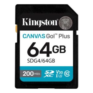 TARJETA MICRO SD 64GB KINGSTON CLASE 10 UHS-I V30 200 / 100MB/S PARA CÁMARAS Y VIDEO 4K SDG4/64GB