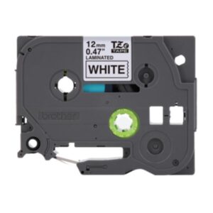 CINTA LAMINADA BROTHER TZE231G 12MM X 8M NEGRO SOBRE FONDO BLANCO