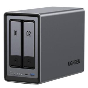 ENCAPSULADOR NAS DE ESCRITORIO UGREEN DXP2800 2 BAHÍAS INTEL N100 8GB 2.5GBE / HDMI / M.2 NVME / 4K SIN DISCO