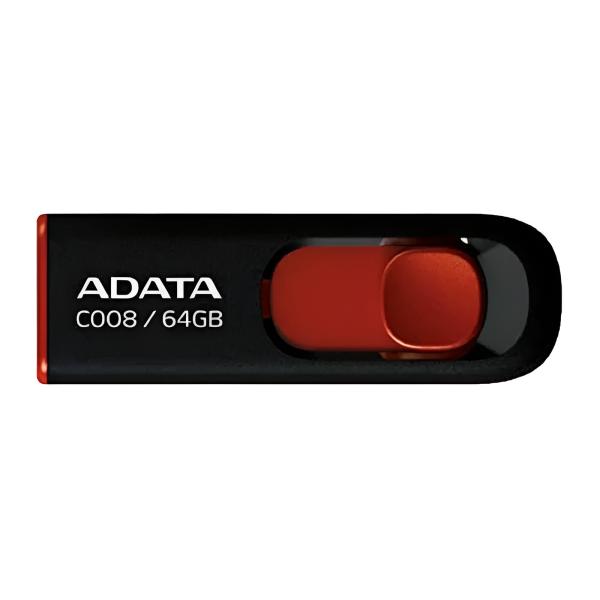 MEMORIA USB 2.0 64GB ADATA BLACK+RED AC008-64G-RKD