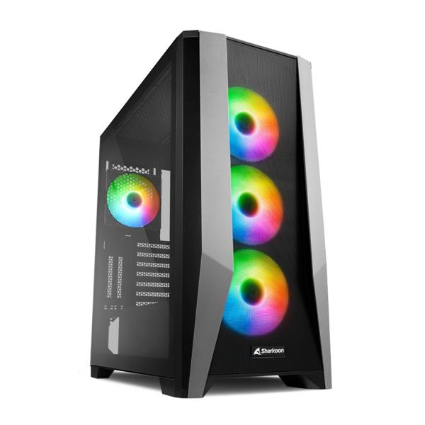 CASE GAMING RGB SHARKOON TG7M MID TOWER VENTILADORES 4 DE 120MM CON VIDRIO LATERAL Y MALLA FRONTAL4044951035069 NEGRO