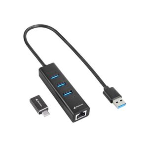 HUB USB SHARKOON SHARK 3-PORT USB 3.2 GEN 1 ALU HUB +RJ45 ETHERNET 4044951037575