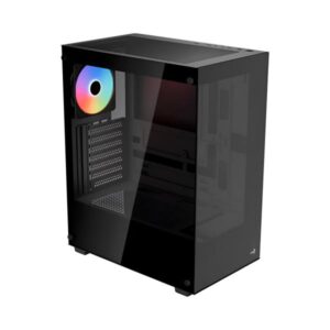 CASE GAMING RGB AEROCOOL PIVOT-G-BK-V2 MID TOWER VENTILADOR 1 DE 120MM CON VIDRIO LATERAL Y FRONTAL ACCM-ES08113.11 NEGRO