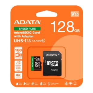 MEMORIA MICRO SDXC 128GB ADATA SPEED PLUS 180/160 MB/S COMPATIBLE CON DRONES NINTENDO 4K UD128GUI3V30A2SP-RA1