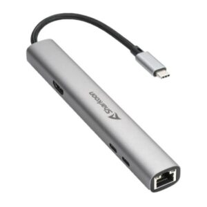 ADAPTADOR SHARKOON OFFICEPAL COMBO USB-C A USB-A Y USB-C CONEXIÓN HDMI Y RJ45 4044951040704 PLATEADO