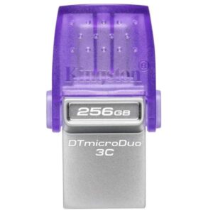 MEMORIA USB 256GB KINGSTON DATA TRAVELER MICRO DUO 3C USB-A / USB-C 3.2 GEN 1 DTDUO3CG3/256GB PLATEADO / MORADO