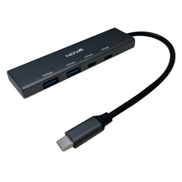 HUB NOVA AHB2S440001C USB-C 2 PUERTOS USB-A 3.2 Y 2 PUERTOS USB-C 3.2 10GBPS MICRO 5V