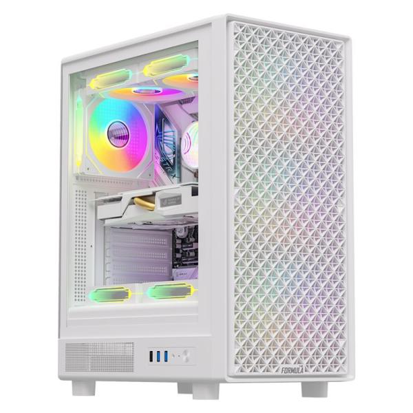CASE RGB FORMULA V LINE MANA DYNAMIC WHITE AR MID TOWER VENTILADORES 4 DE 120MM CON MALLA FRONTAL Y VIDRIO LATERAL 4711401663515 BLANCO
