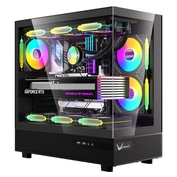 CASE ARGB FORMULA V LINE CRYSTAL Z8 FLOE BLACK MID TOWER VENTILADORES 6 DE 120MM CON VIDRIO LATERAL Y FRONTAL 4711401660828 NEGRO