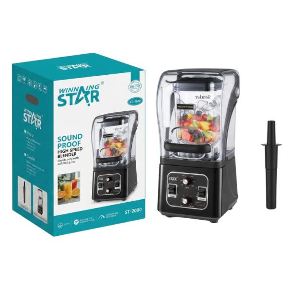 LICUADORA INSONORIZADA WINNING STAR ST-2090 DE ALTA VELOCIDAD 1600W 1.8L ZZJ-1691-WST-110V-38159 NEGRO