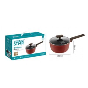 CACEROLA ANTIADHERENTE WINNING STAR ST-5227 ALUMINIO 18CM X 8.5CM GUO-1772-WST-18642 ROJO