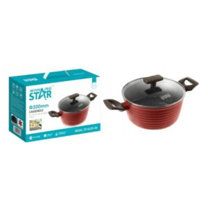 CACEROLA ANTIADHERENTE WINNING STAR ST-5229-20 ALUMINIO 20CM X 9.6CM GUO-1774-WST-18642 ROJO