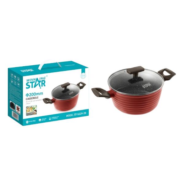 CACEROLA ANTIADHERENTE WINNING STAR ST-5229-20 ALUMINIO 20CM X 9.6CM GUO-1774-WST-18642 ROJO