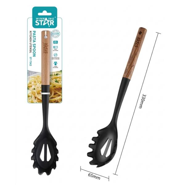 CUCHARA DE PASTA WINNING STAR ST-7552 SILICONA / NYLON / MADERA FP-1644-WST-38864 NEGRO / MADERA