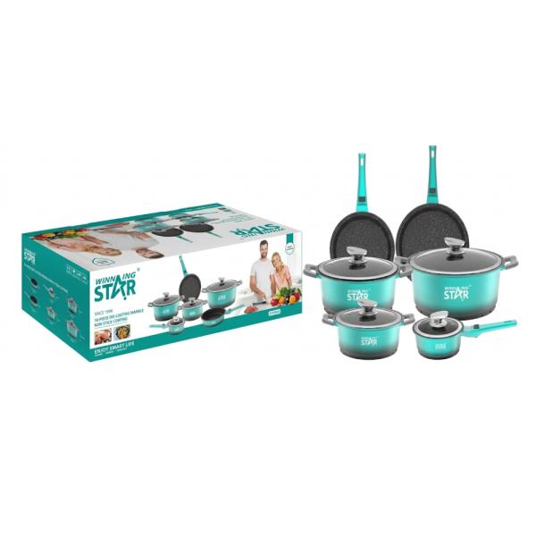 SET DE OLLAS WINNING STAR ST-5106 ALUMINIO 6 PIEZAS GUO-297-WST-DN TURQUESA