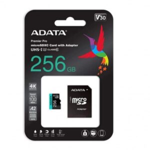 MEMORIA MICRO SDXC 256GB ADATA AUSDX256GUI3V30SA2-RA1 100 MB/S 80 MB/S PARA SMARTPHONES, TABLETS, CÁMARAS DIGITALES
